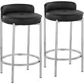 Chloe 26" Counter Stool in Black Leatherette & Chrome Metal (Set of 2)
